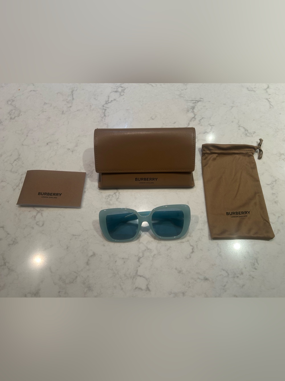 Burberry Aqua Frame Sunglasses with Blue Lenses